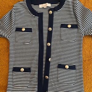 LOFT Striped Long Sleeve Cardigan